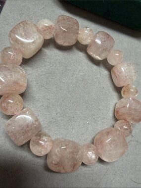 Rose Quartz Beaded Stretch Bracelet - Pink Crystal Fashion Jewelry